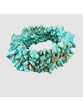 Turquoise Chip Bead Stretch Bracelet For Women